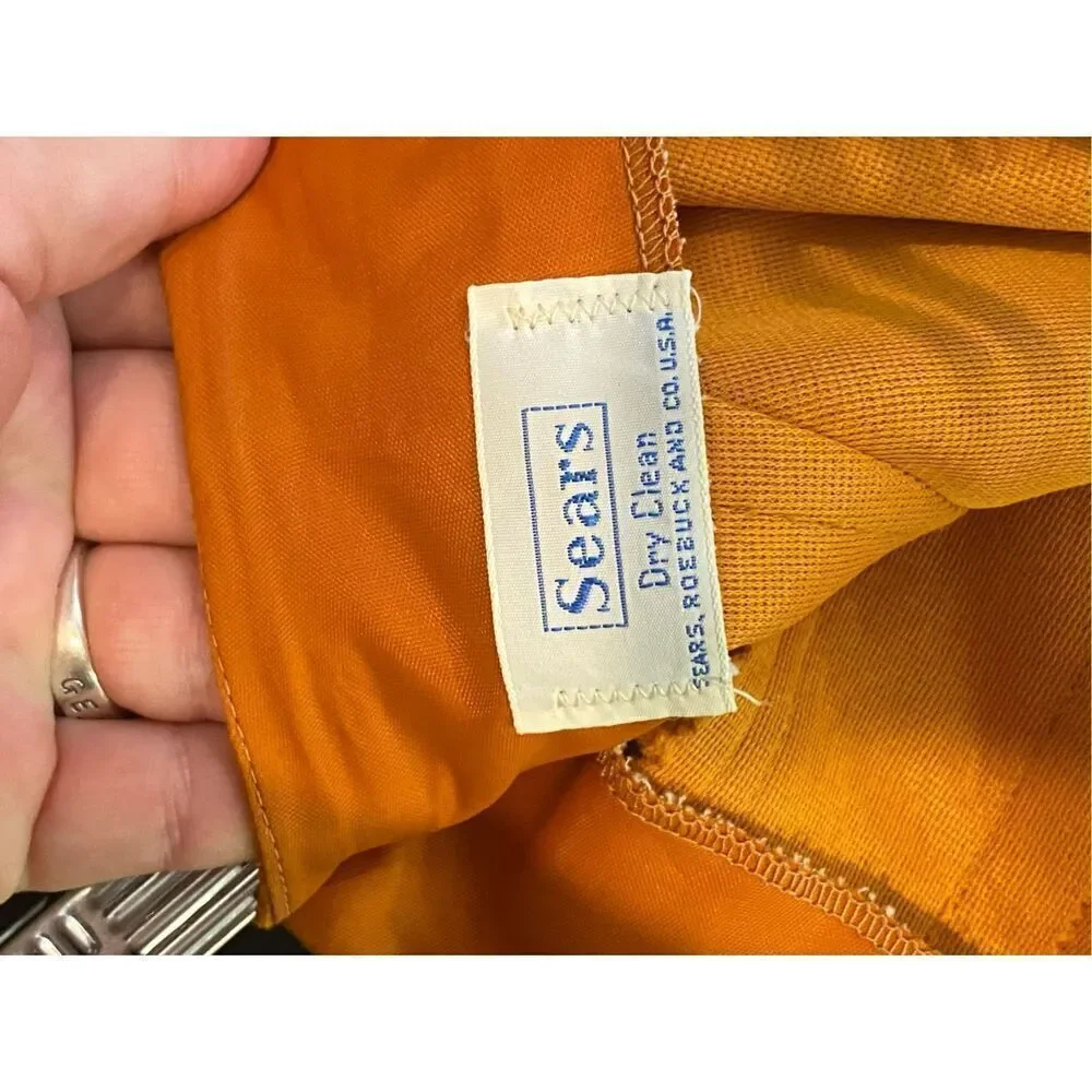 SEARS VINTAGE • Orange Wool Straight Knee-Length Skirt • Ladies Size 6